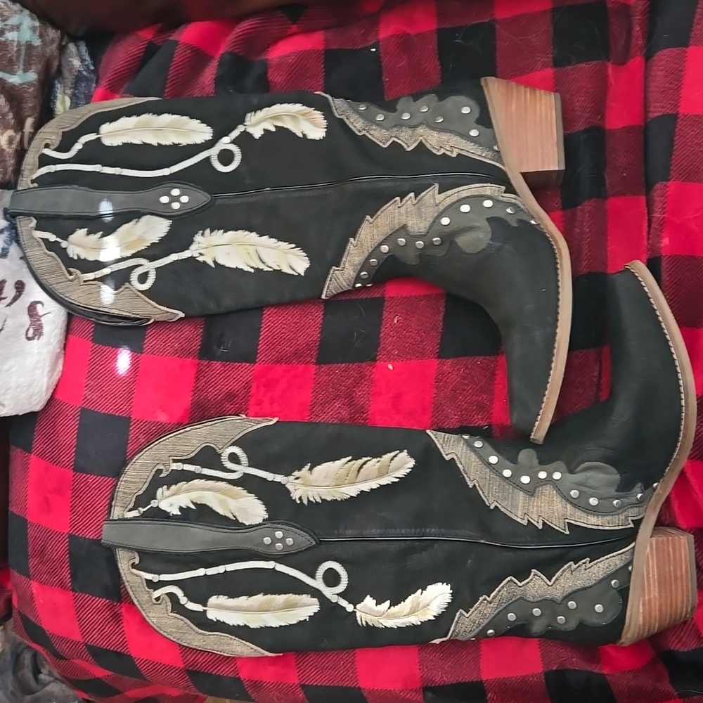 Womens 10M, Black & Silver, Dingo Western Boots